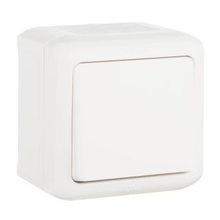 Выключатель одноклавишный кнопочный Legrand Quteo 6A 250V IP44 белый 782305