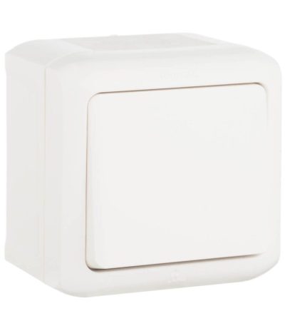 Выключатель одноклавишный кнопочный Legrand Quteo 6A 250V IP44 белый 782305