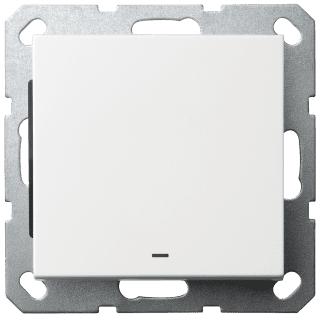 Выключатель одноклавишный проходной Jasmart со светодиодом с накладкой 10A 250V белый глянцевый G3012NW