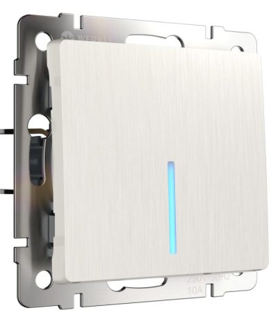 Выключатель одноклавишный проходной с подсветкой Werkel перламутровый рифленый W1112113 4690389160844