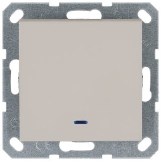 Выключатель одноклавишный со светодиодом 10A 250V с накладкой, цвет Тауп Jasmart G3011NT