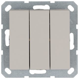 Выключатель трехклавишный 10A 250V с накладкой, цвет Тауп Jasmart G3031T