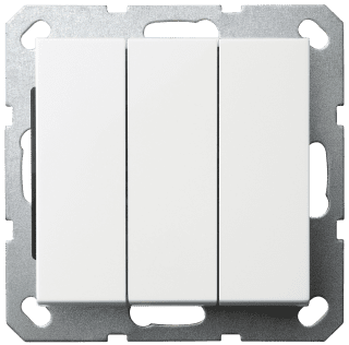 Выключатель трёхклавишный Jasmart с накладкой 10A 250V белый глянцевый G3031W