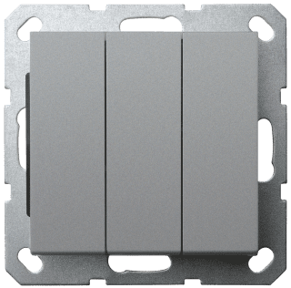 Выключатель трёхклавишный Jasmart в комплекте с накладкой 10A 250V цвет алюминий G3031S