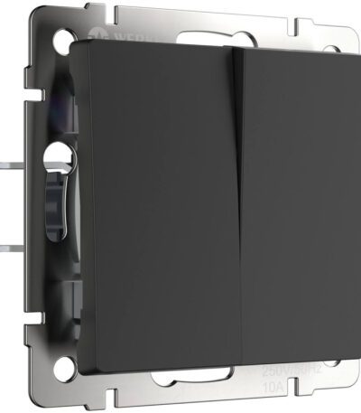 Выключатель Werkel двухклавишный проходной черный матовый W1122008 4690389156724