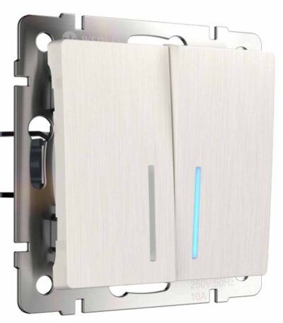 Выключатель Werkel двухклавишный проходной с подсветкой перламутровый W1122113 4690389160967