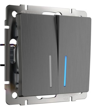 Выключатель Werkel двухклавишный с подсветкой графит рифленый W1120104 4690389158476