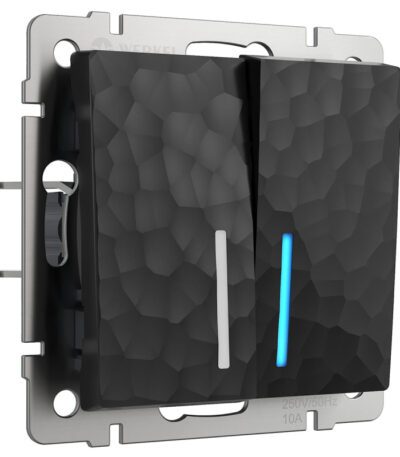 Выключатель Werkel Hammer двухклавишный проходной с подсветкой черный W1222108 4690389162640