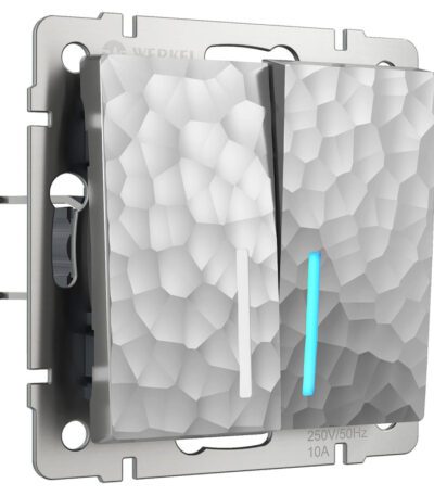 Выключатель Werkel Hammer двухклавишный проходной с подсветкой серебряный W1222106 4690389162633