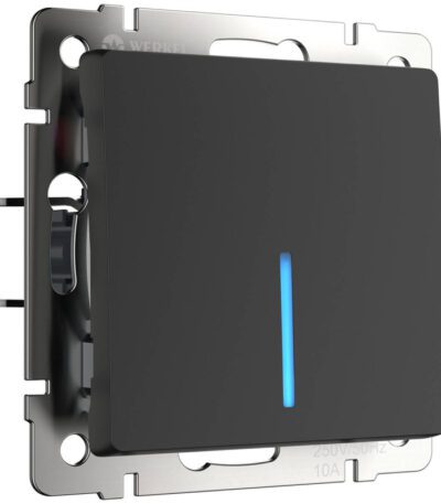 Выключатель Werkel одноклавишный проходной с подсветкой черный матовый W1112108 4690389156670