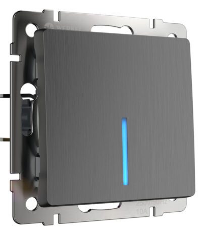 Выключатель Werkel одноклавишный проходной с подсветкой графит рифленый W1112104 4690389158421