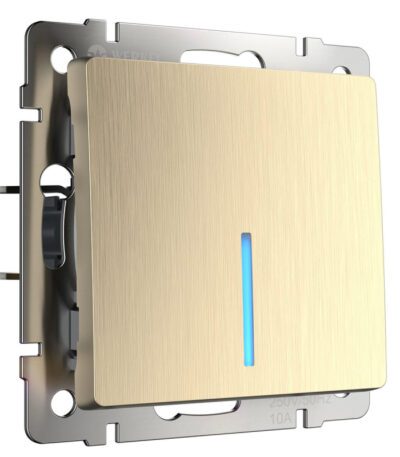 Выключатель Werkel одноклавишный проходной с подсветкой шампань рифленый W1112110 4690389160097