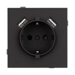 Механизм розетки с USB зарядкой Arlight SCT-TENDO-MUAA-SFPL-BK (230V, 16A) 054603