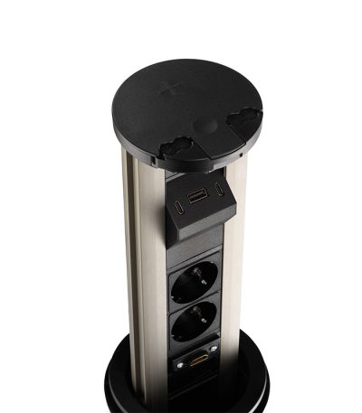 Блок розеток 12J (2 секции, USB type A+C + RJ45 + HDMI) беспроводная зарядка Mebax 00-00002597