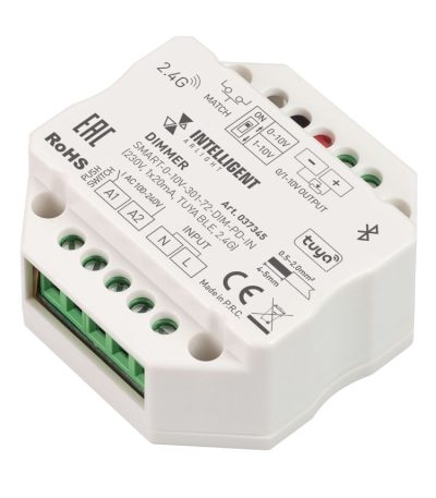 Диммер Arlight SMART-0-10V-301-72-DIM-PD-IN (230V, 1x20mA, TUYA BLE, 2.4G) 037345