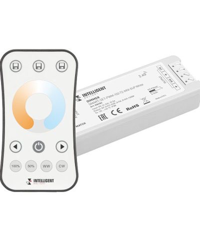 Диммер Arlight SMART-SET-PWM-102-72-MIX-SUF White 12-24V, 2x5A, ПДУ RING 10кн, 2.4G 036184