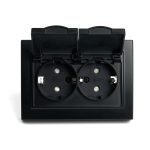 Розетка 2-местная с/з с крышкой Stekker Эрна PST16-9015-03 49138