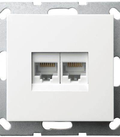 Интернет розетка Jasmart двойная разъем RJ45х2 с накладкой белый глянцевый G6106W