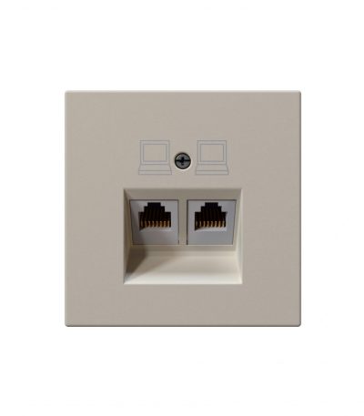 Интернет-розетка RJ45 двойная с накладкой, цвет Сахара Jasmart FD6106SH