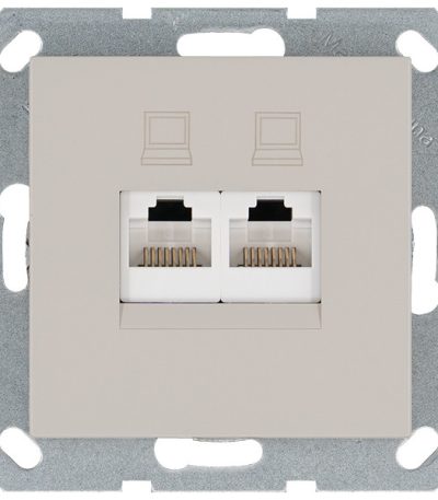 Интернет-розетка RJ45 двойная с накладкой, цвет Тауп Jasmart G6106T