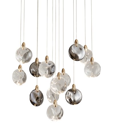 Каскадная люстра Delight Collection OD2440-13 gold/clear+amber+grey