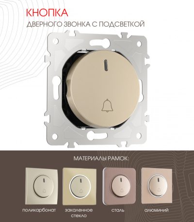 Кнопка дверного звонка с подсветкой Arte Milano 202.37-1.shampan