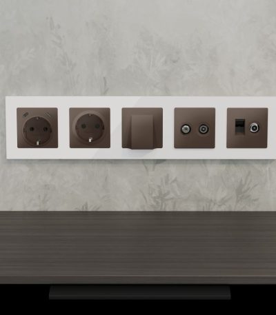 Комплект мех-ма розетки компьютерной + TV оконечной RJ-45 с автоматической защитной шторкой Alfa Темная бронза матовый Ambrella Volt MA642510 (AP6425, VM195)