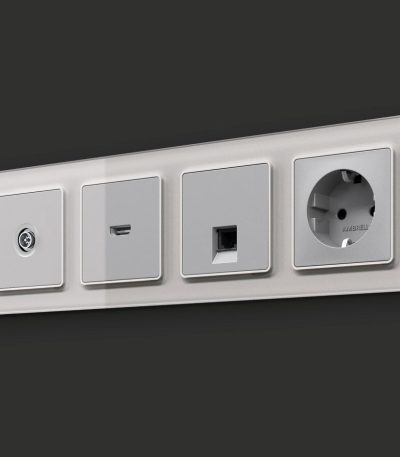 Комплект механизм TV розетки оконечной экранированной 5-1000MHz 3dB Alfa Серебро глянец Quant Ambrella Volt MA413005 (AP4130, VM199)