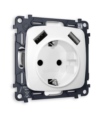 Комплект механизма электрической розетки USB A+A 18W Ambrella Volt Omega (OP1090, VM155) MO109010