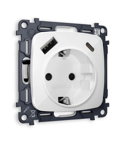 Комплект механизма электрической розетки USB A+C 20W Ambrella Volt Omega (OP1100, VM160) MO110010