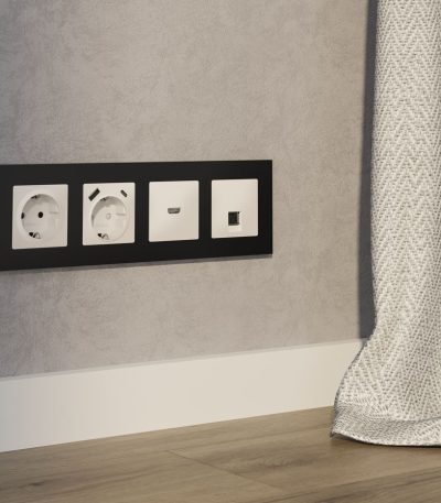 Комплект механизма компьютерной розетки RJ-45 экранированной с автоматической защитной шторкой Alfa Бежевый матовый Quant Ambrella Volt MA332005 (AP3320, VM185)