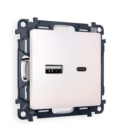 Комплект механизма розетки 2USB A+C 20W (быстрая зарядка) Ambrella Volt Alfa MA211010