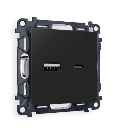 Комплект механизма розетки 2USB A+C 20W (быстрая зарядка) Ambrella Volt Alfa MA811010