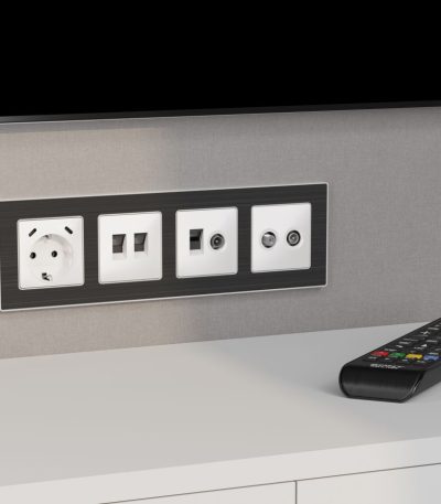 Комплект механизма розетки компьютерной + TV оконечной RJ-45 с автоматической защитной шторкой Alfa Белый матовый Quant Ambrella Volt MA132510 (AP1325, VM195)