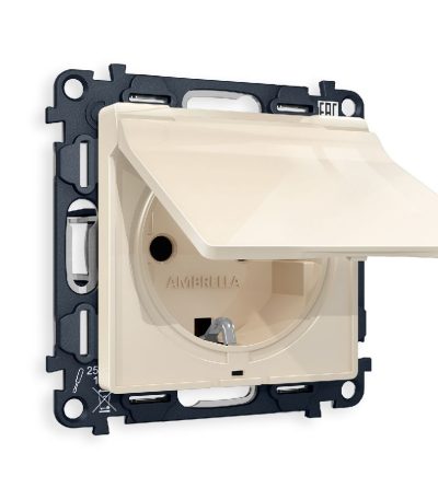 Комплект механизма розетки с/з со шторками и крышкой Ambrella Volt Alfa MA308010