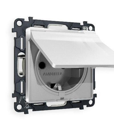 Комплект механизма розетки с/з со шторками и крышкой Ambrella Volt Alfa MA408010