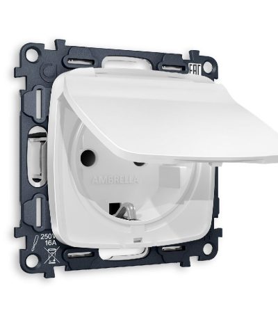 Комплект механизма розетки с/з со шторками и крышкой Ambrella Volt Omega MO128010