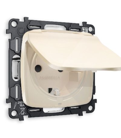 Комплект механизма розетки с/з со шторками и крышкой Ambrella Volt Omega MO308010