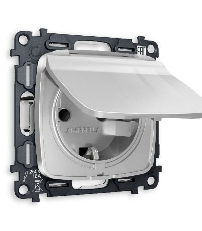 Комплект механизма розетки с/з со шторками и крышкой Ambrella Volt Omega MO408010