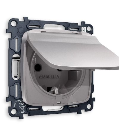 Комплект механизма розетки с/з со шторками и крышкой Ambrella Volt Omega MO508010