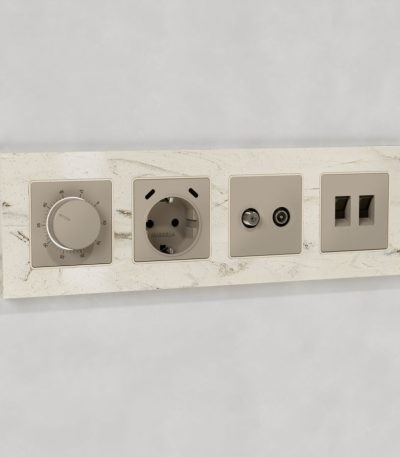 Комплект механизма розетки TV оконечной + SAT 5-862MHz 3.5dB/950-2150MHz 3.5dB Alfa Серо-бежевый матовый Quant Ambrella Volt MA373310 (AP3733, VM217)