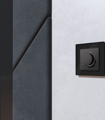 Комплект механизма терморегулятора с датчиком для теплого пола с подсветкой 16A-250V Alfa Графит мягкое касание Quant Ambrella Volt MA905710 (AP9057, VM1381)