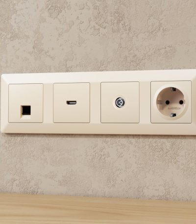 Комплект механизма TV розетки оконечной экранированной 5-1000MHz 3dB Alfa Бежевый матовый Quant Ambrella Volt MA333005 (AP3330, VM199)