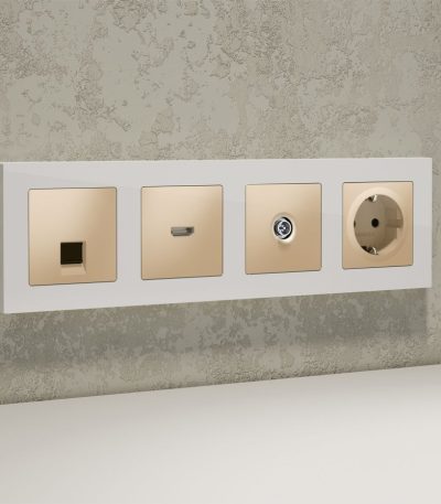 Комплект механизма TV розетки оконечной экранированной 5-1000MHz 3dB Alfa Шампань Quant Ambrella Volt MA613005 (AP6130, VM199)