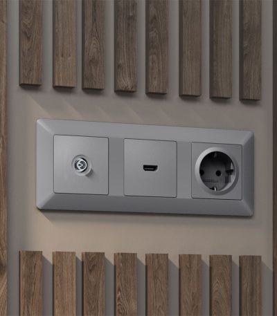 Комплект механизма TV розетки оконечной экранированной 5-1000MHz 3dB Alfa Сталь матовый Quant Ambrella Volt MA513005 (AP5130, VM199)