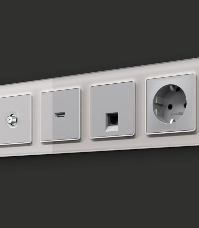 Комплект механизма TV розетки SAT 5-2400MHz 3.5dB Alfa Серебро глянец Quant Ambrella Volt MA413050 (AP4130, VM215)