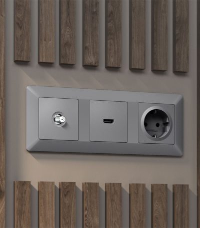 Комплект механизма TV розетки SAT 5-2400MHz 3.5dB Alfa Сталь матовый Quant Ambrella Volt MA513050 (AP5130, VM215)