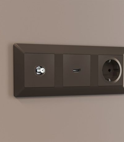 Комплект механизма TV розетки SAT 5-2400MHz 3.5dB Alfa Темная бронза матовый Quant Ambrella Volt MA643050 (AP6430, VM215)