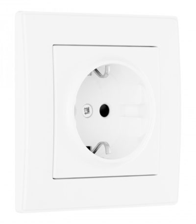 Комплект розетки с/з и шторками и рамкой Arte Milano SET06-1-40-1 white