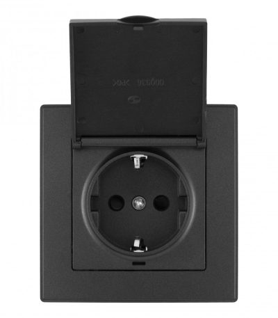 Комплект розетки с/з и шторками, защитной крышкой и рамкой Arte Milano SET06-1-41-1 black